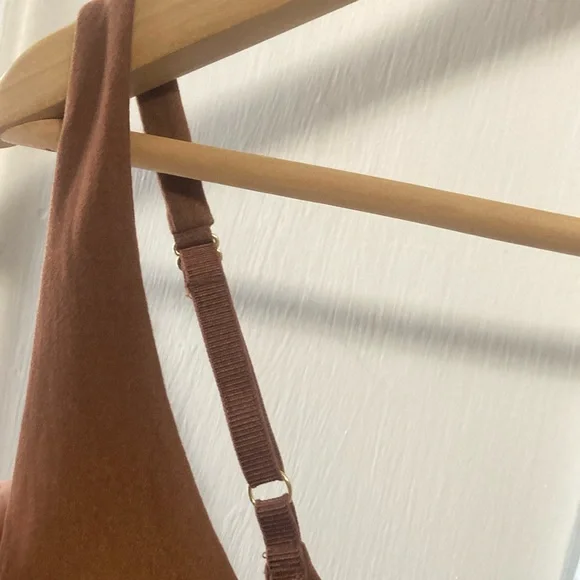 HAH We Are Brown Bodysuit One Piece with Scoop Neck and High-Cut Legs - Picture 5 of 9